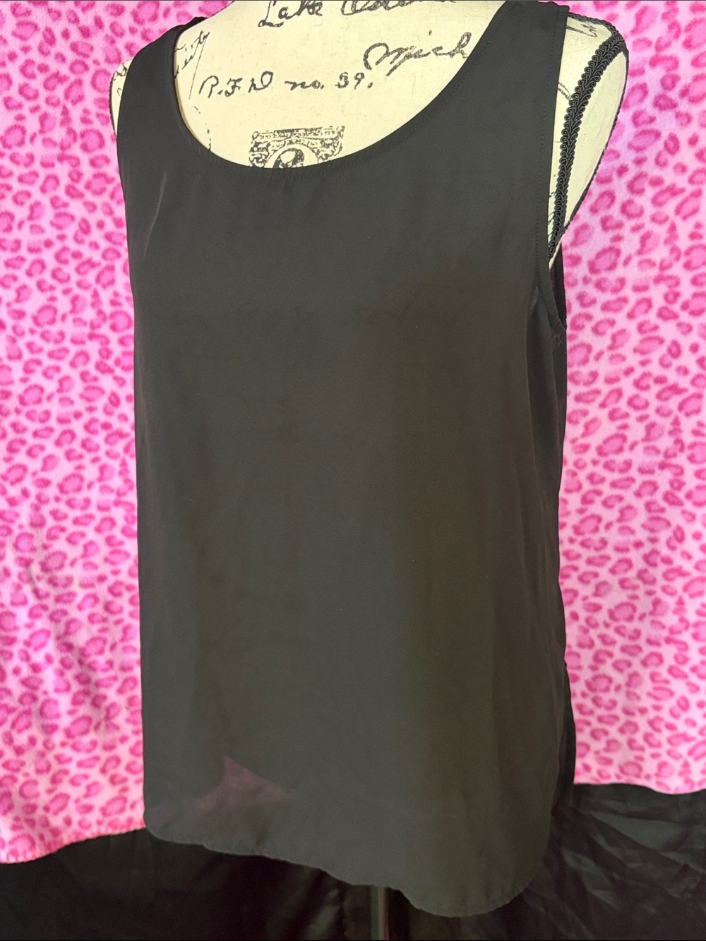 Pioneer Woman Sheer Black Sleeveless Top Size Large Soft Minimalist Boho